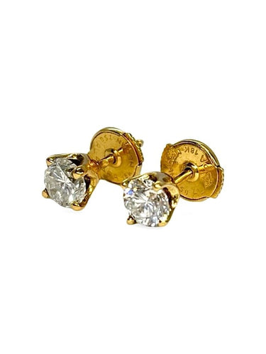 Boucles d'oreilles Puces d'oreilles en or jaune 18K et diamants 0,90 ct 58 Facettes 1680