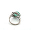 Bague 60 Bague en or blanc 18 ct avec émeraude cabochon et diamants 58 Facettes 144/26 A