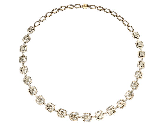 Collier Collier à mailles octogonales en or jaune 18 carats et diamants 58 Facettes Collier 01