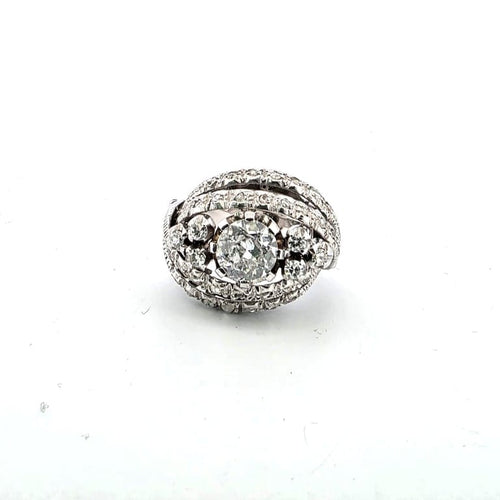 Bague 52 Bague années 40 en or blanc 18 ct avec diamants 58 Facettes 171/B OC