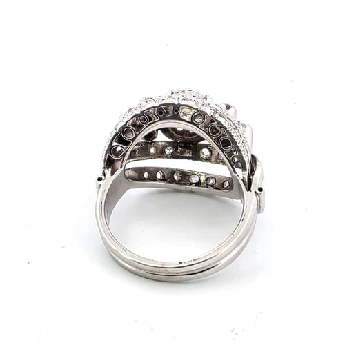 Bague 52 Bague années 40 en or blanc 18 ct avec diamants 58 Facettes 171/B OC