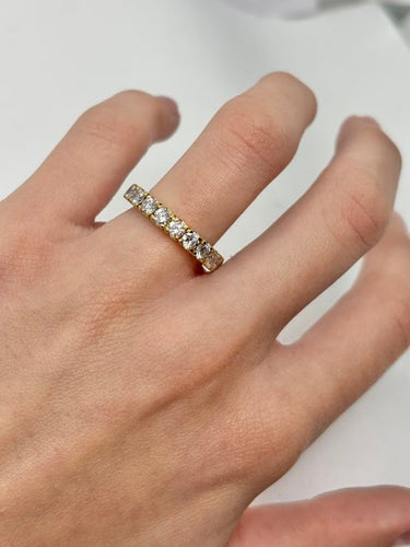 Bague 51 Alliance tour complet en or jaune 18K et diamants 2,40 ct 58 Facettes 1679