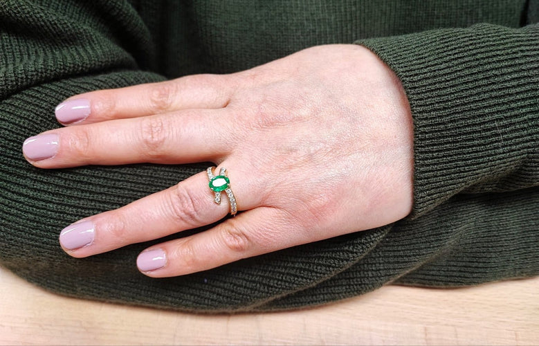 Bague 54 Bague émeraude et diamants 58 Facettes BAG-FA-56