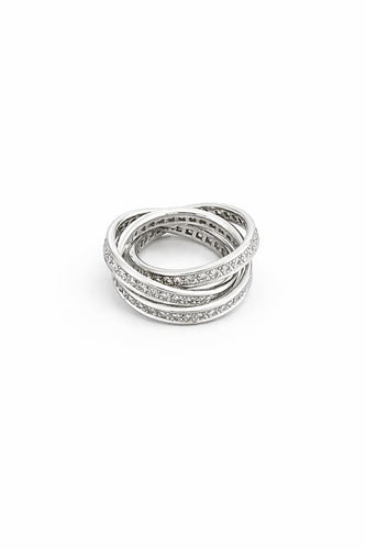 Bague 55 Cartier Trinity - Bague en or blanc 750 et diamants 58 Facettes Bague
