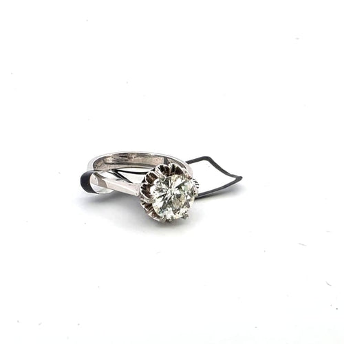 Bague 53 Bague solitaire vintage en or blanc avec diamant 1,90 ct 58 Facettes 171/26 E