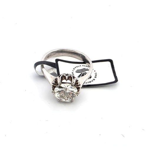Bague 53 Bague solitaire vintage en or blanc avec diamant 1,90 ct 58 Facettes 171/26 E