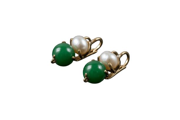 Boucles d'oreilles Boucles d’oreilles - Or jaune 18 carats, émeraude et perle naturelle 58 Facettes