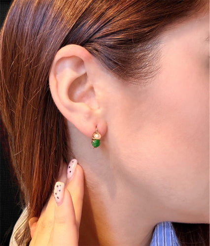 Boucles d'oreilles Boucles d’oreilles - Or jaune 18 carats, émeraude et perle naturelle 58 Facettes