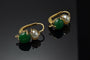 Boucles d'oreilles Boucles d’oreilles - Or jaune 18 carats, émeraude et perle naturelle 58 Facettes