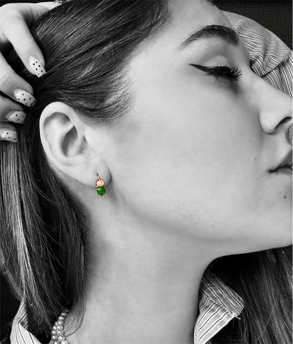 Boucles d'oreilles Boucles d’oreilles - Or jaune 18 carats, émeraude et perle naturelle 58 Facettes