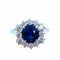Bague 57 Bague marguerite hexagonale - Or blanc 18K, saphir et diamants 58 Facettes
