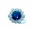 Bague 57 Bague marguerite hexagonale - Or blanc 18K, saphir et diamants 58 Facettes