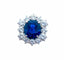 Bague 57 Bague marguerite hexagonale - Or blanc 18K, saphir et diamants 58 Facettes