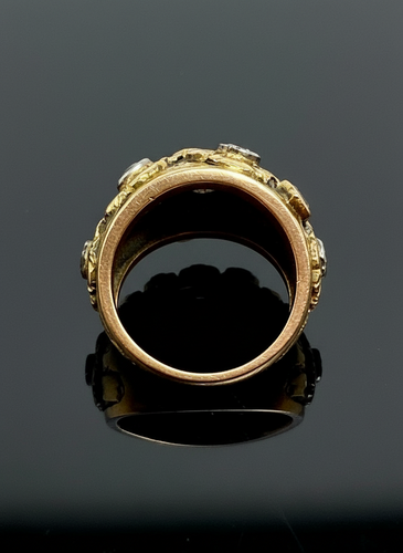 Bague 53 Cozzolino - Bague bombée en or jaune 18K diamants et rubis 58 Facettes