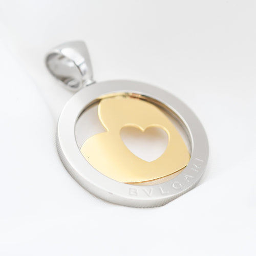 Pendentif Bulgari - Pendentif cœur en or jaune 18 ct et acier 58 Facettes 12268