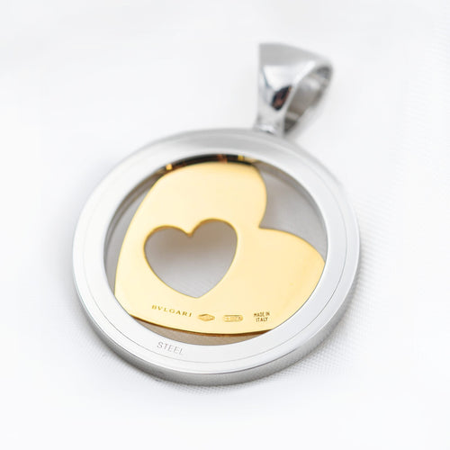 Pendentif Bulgari - Pendentif cœur en or jaune 18 ct et acier 58 Facettes 12268