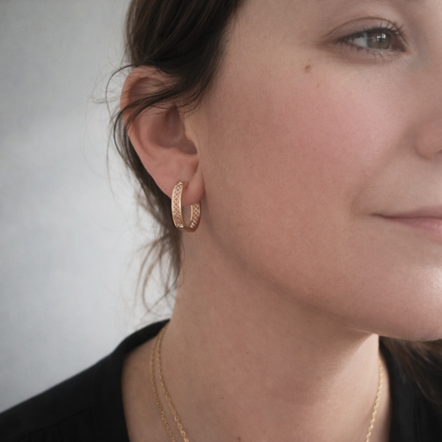 Boucles d'oreilles Créoles ajourées - Boucles d’oreilles en or rose 18 carats 23 mm 58 Facettes 99