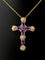 Pendentif Croix - Pendentif en or blanc et jaune 18K améthystes et diamants 58 Facettes 242