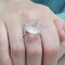 Bague 53 Bague en or blanc 18k avec quartz rose 58 Facettes T16