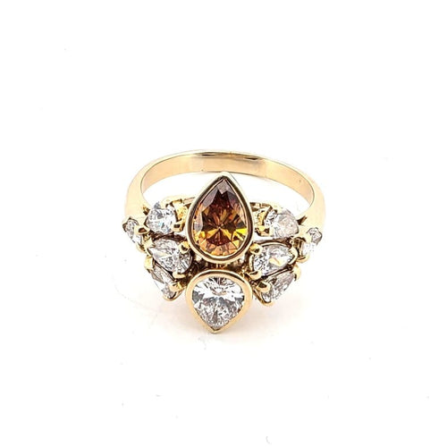 Bague 58 Bague en or jaune 18 ct avec diamants taille poire 58 Facettes 171/F
