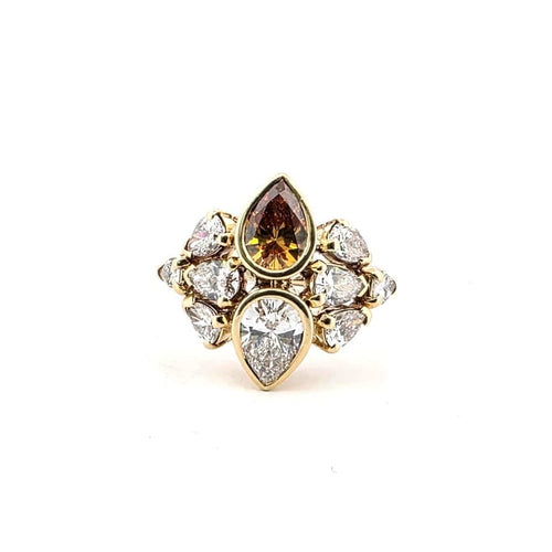 Bague 58 Bague en or jaune 18 ct avec diamants taille poire 58 Facettes 171/F