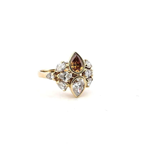 Bague 58 Bague en or jaune 18 ct avec diamants taille poire 58 Facettes 171/F