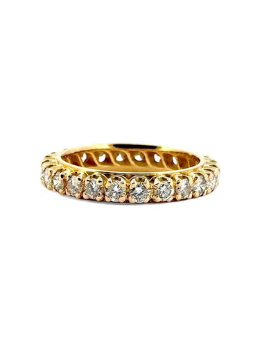Bague 53 Alliance américaine - Bague tour complet en or jaune 18 carats et diamants 58 Facettes Ame