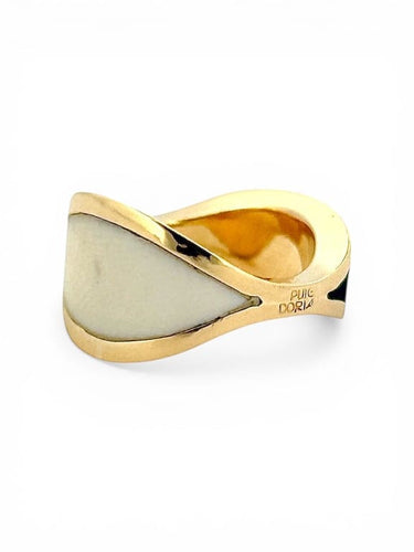Bague 51 Puig Doria - Bague vintage en or jaune 18 carats, bois et ivoire, T51 58 Facettes 88705-ac11160
