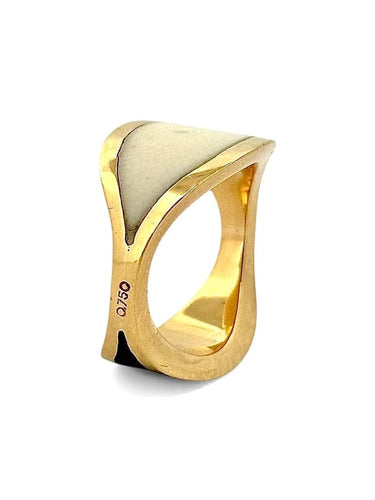 Bague 51 Puig Doria - Bague vintage en or jaune 18 carats, bois et ivoire, T51 58 Facettes 88705-ac11160