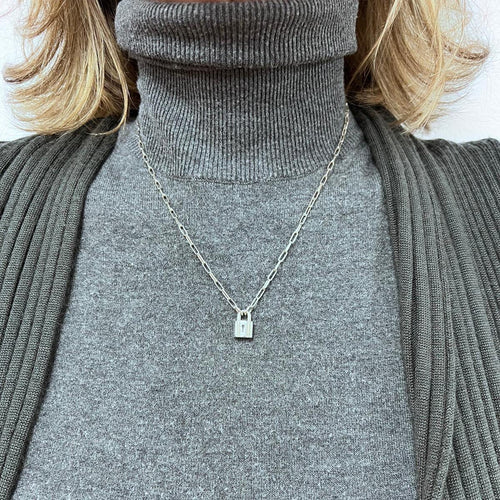 Collier DODO LOCK - Collier unisexe en argent 925 avec cadenas 58 Facettes UKA000127SO