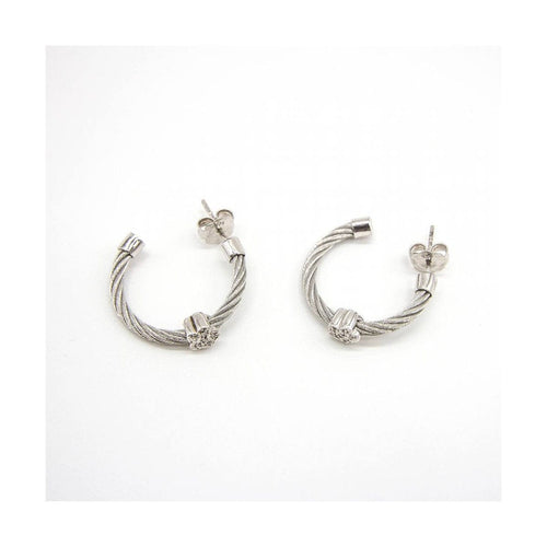 Boucles d'oreilles FLEUR - Boucles d’oreilles en argent 925 et acier 316L avec diamants 58 Facettes UKD363912SO