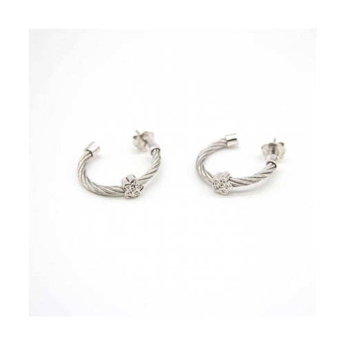 Boucles d'oreilles FLEUR - Boucles d’oreilles en argent 925 et acier 316L avec diamants 58 Facettes UKD363912SO