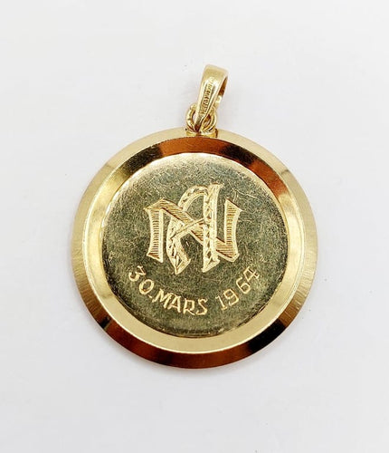 Pendentif A. Augis - Pendentif médaille d’amour 30 mm en or 18k, diamants et rubis 58 Facettes A06802