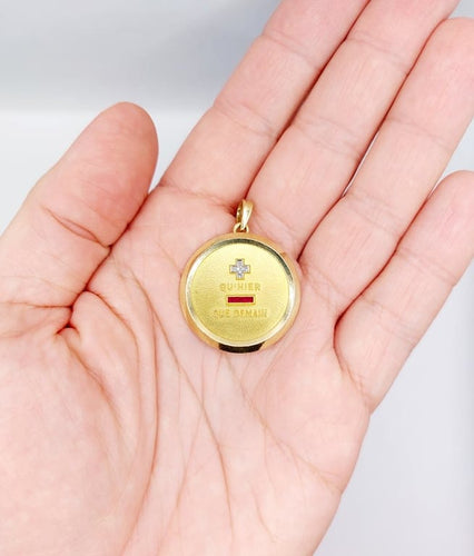 Pendentif A. Augis - Pendentif médaille d’amour 30 mm en or 18k, diamants et rubis 58 Facettes A06802