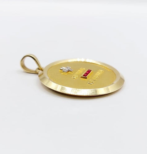 Pendentif A. Augis - Pendentif médaille d’amour 30 mm en or 18k, diamants et rubis 58 Facettes A06802