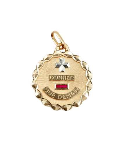 Pendentif Augis - Pendentif Médaille d'amour 22 mm en or rose 18k rubis 58 Facettes A06804