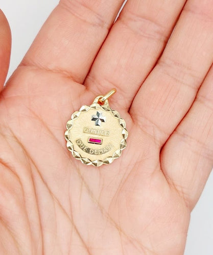 Pendentif Augis - Pendentif Médaille d'amour 22 mm en or rose 18k rubis 58 Facettes A06804