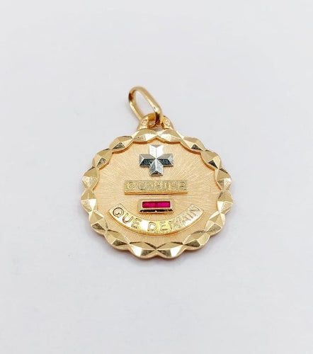Pendentif Augis - Pendentif Médaille d'amour 22 mm en or rose 18k rubis 58 Facettes A06804