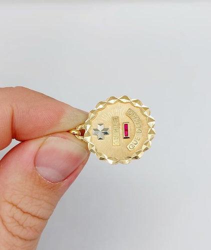 Pendentif Augis - Pendentif Médaille d'amour 22 mm en or rose 18k rubis 58 Facettes A06804