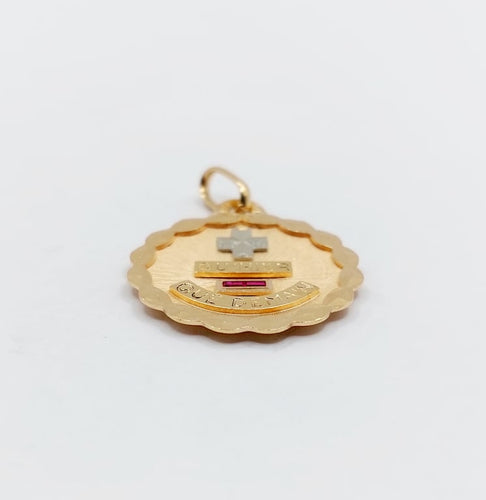 Pendentif Augis - Pendentif Médaille d'amour 22 mm en or rose 18k rubis 58 Facettes A06804