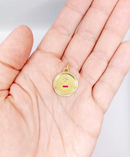 Pendentif Augis - Pendentif médaille d'amour 20 mm en or 18k, diamant et rubis 58 Facettes A06805