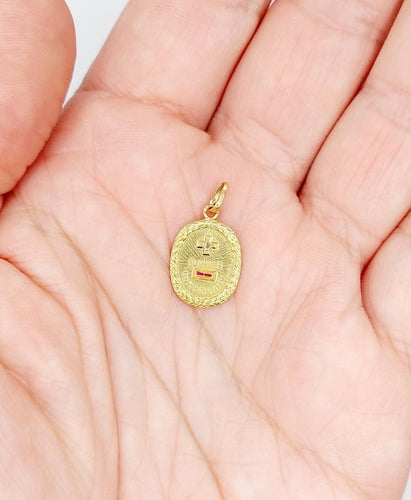 Pendentif Augis - Pendentif médaille d'amour en or 18k, diamant et rubis 58 Facettes A06806