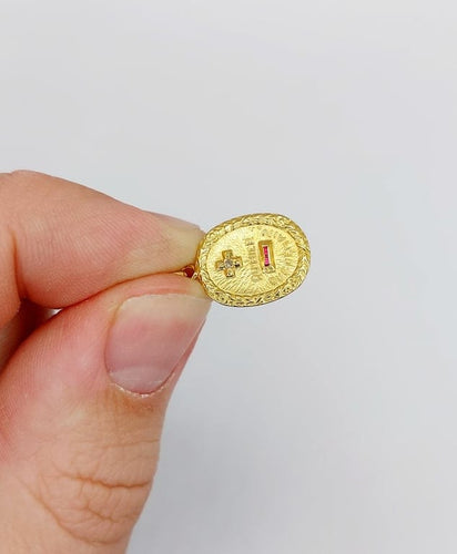 Pendentif Augis - Pendentif médaille d'amour en or 18k, diamant et rubis 58 Facettes A06806