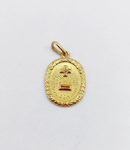 Pendentif Augis - Pendentif médaille d'amour en or 18k, diamant et rubis 58 Facettes A06806