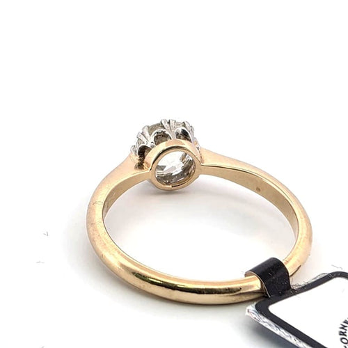 Bague 57 Bague solitaire en or jaune 18 ct et platine avec diamant old mine 58 Facettes 2054 M SHD 13/26
