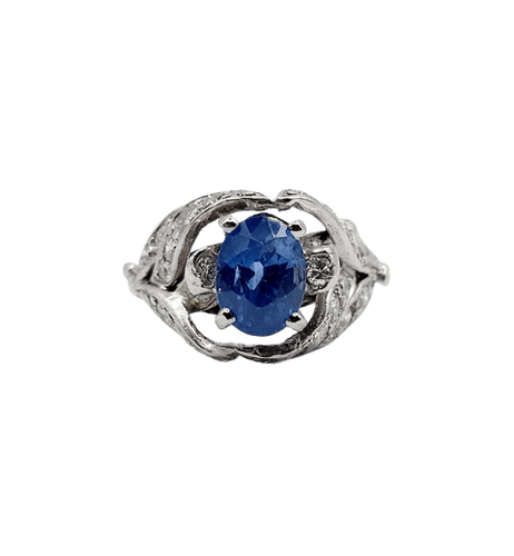 Bague 50 Bague fleur Art déco en platine, saphir naturel 1,90 ct et diamants 58 Facettes A06810
