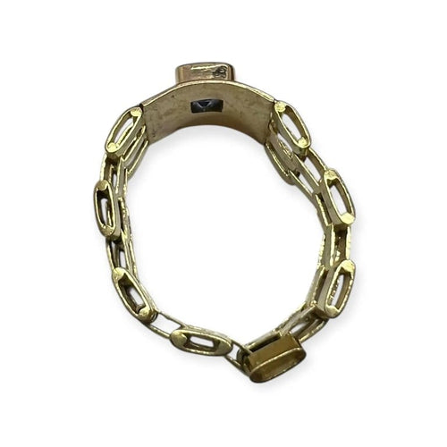 Bague 60 Bague maillon articulé en or jaune 750 avec saphir carré 58 Facettes 330092901