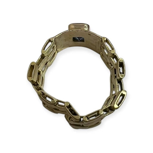 Bague 60 Bague maillon articulé en or jaune 750 avec saphir carré 58 Facettes 330092901