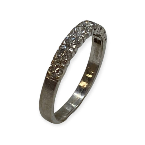 Bague 56 Alliance demi-tour - Bague en or blanc 750 sertie de diamants 58 Facettes 330092196
