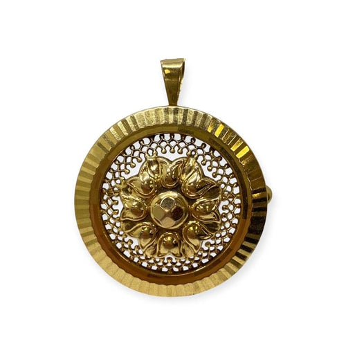 Pendentif Broche pendentif vintage rosace en or jaune 750 58 Facettes 330091952